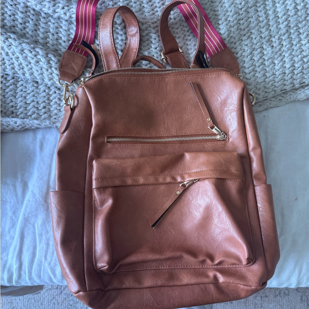 Grace Bags Leather Backpack with Strap